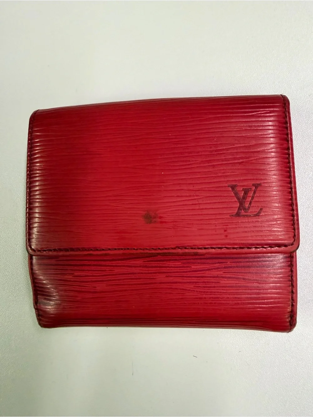 Louis Vuitton Red Epi Leather Compact Wallet with Embossed LV